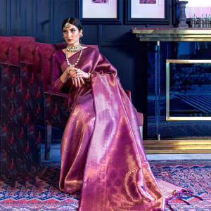 Purple Woven Design Kanjeevaram Silk Saree