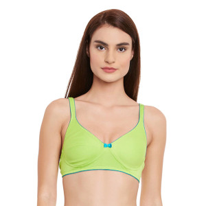 Cotton Non-Padded Wirefree Bra With Demi Cups - Green