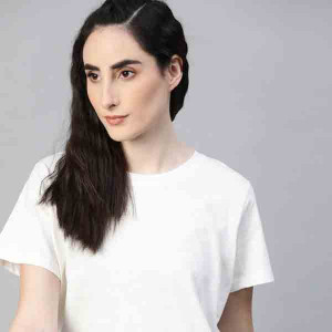 Women White Cotton Pure Cotton T-shirt