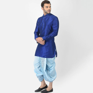 "Men Blue Printed Dhoti Pants "
