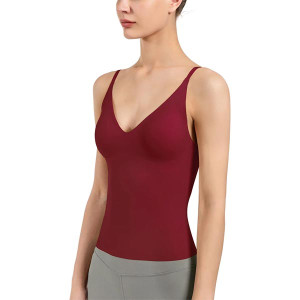 Women's Fit Camisole with Built in Bra - Spaghetti Straps Camis Tank