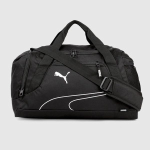 Black Brand Logo Print Fundamentals Sports Duffel Bag