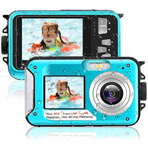 Kaisoon Tech Underwater Camera 10FT Waterproof Digital Camera HD 2.7K 48MP Video Selfie Dual Screen 16X Waterproof Camera Underwater Camera for Snorke