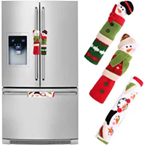 OurWarm Christmas Refrigerator Handle Covers Set of 3, Christmas Kitchen Decor Snowman Fridge Handle Cover Appliance