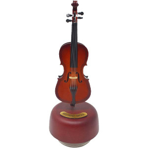 KingPoint Rotating Cello Music Box Wood Musical Instrument Model Creative Artware Home Decorations