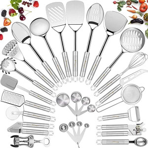 Stainless Steel Kitchen Utensil Set- Fungun 28 Pcs Cooking Utensils - Nonstick Kitchen Utensils Cookware Set with Spatula - Best Kitchen Gadgets Kitch