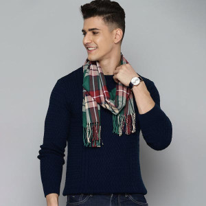 Men Green & Red Checked Scarf
