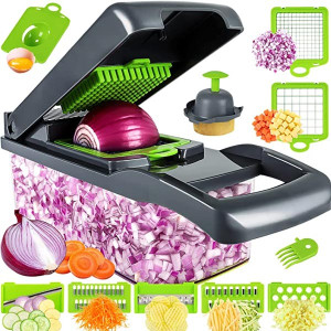 Vegetable Chopper, Pro Onion Chopper, Multifunctional 13 in 1 Food Chopper, Kitchen Vegetable Slicer Dicer Cutter,Veggie Chopper With 8 Blades