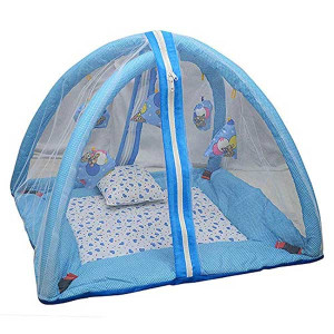 Tender Care Baby Kick and Play Gym with Mosquito Net and Baby Bedding Set (Blue)