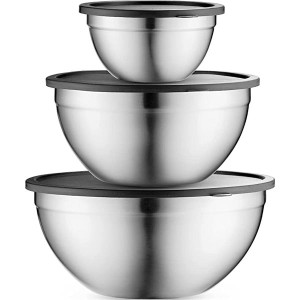 Table Concept Mixing Bowls with Lids Set, Stainless Steel Mixing Bowls with Airtight Lids, Nesting Mixing Bowl Set for Space Saving Storage