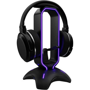 Tilted Nation RGB Headset Stand and Gaming Headphone Stand for Desk Display with Mouse Bungee Cord Holder - Gaming Headset Holder with USB 3.0 Hub for