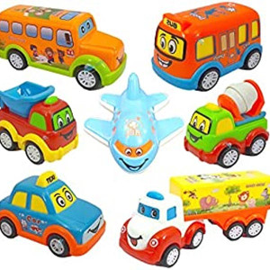 FunBlast Kids Pull Back Vehicles, Push and Go Crawling Toy Car for Kids & Children (Set of 7 Pcs) - Multicolor