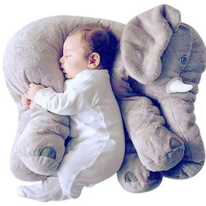 Little Innocents® Big Size Fibre Filled Stuffed Elephant Baby Pillow for Baby of Plush Hugging Pillow Soft Toy for Kids boy Girl Birthday Gift (60 cm,