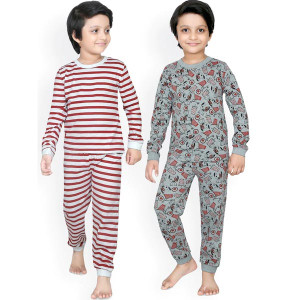 Pack of 2 Boys Grey & Red Printed Night Suits