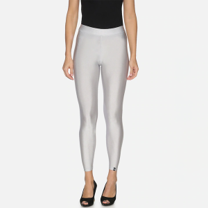Women Silver-Colored Solid Ankle-Length Shimmer Leggings