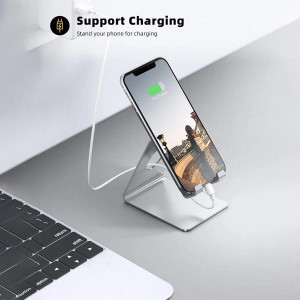Lamicall Cell Phone Stand, Desk Phone Holder Cradle, Compatible with Phone 12 Mini 11 Pro Xs Max XR X 8 7 6 Plus SE, All Smartphones Charging Dock, Of