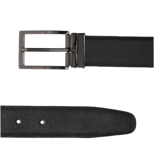 Men Black Solid Leather Belt