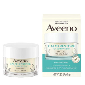 Aveeno Calm + Restore Oat Gel Facial Moisturizer for Sensitive Skin, Lightweight Gel Cream