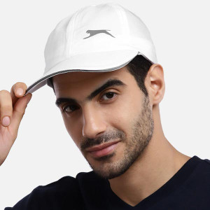 Men White Brand Logo Printed Snapback Cap