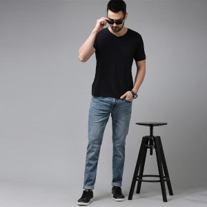 "Men Blue Slim Fit Heavy Fade Stretchable Jeans "