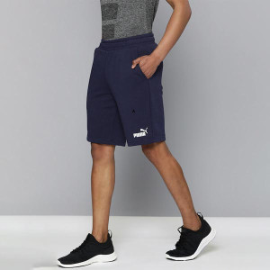 Men Navy Blue Solid Regular Fit ESS 10" Sports Shorts