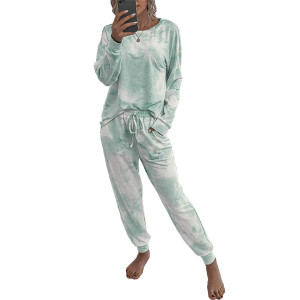 AMABMB Women's Pajama Sets Tie Dye Sweatsuit Long Sleeves Pullover Sleepwear Set 2 Pcs Lounge Jogger Set Nightwear