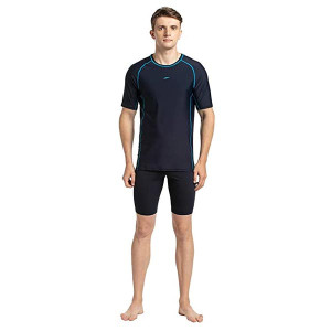 Speedo Men's Short Sleeve Sun Top (True Navy/Pool, 42)