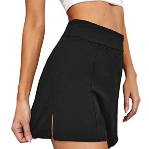 LOSACHE Women's Solid High Waist Shorts