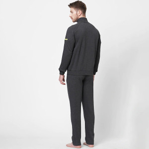 Men Charcoal Solid Night Suit