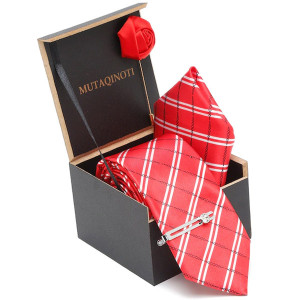 Men Red Polyester Accessory Gift Set