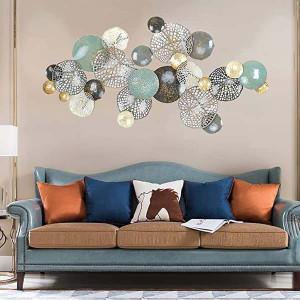 3D Metal Wall Art Décor, Retro Old Craft, Abstract Openwork Lotus Leaf Wall Sculptures Hanging for Home Decorations, Living Room, Bedroom, Hotel 52.5