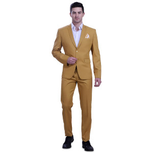 Mustard Single Breasted Two Piece Suit Set