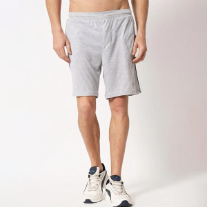 Men Grey Solid Cotton Sports Shorts