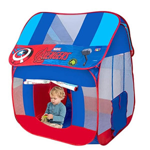 Wembley Avengers Foldable Kids Play Tent House for Kids 5 Years and Above Girls Boys Indoor Outdoor Big Pop-Up Hut Theme with Basket Ball Hoop Toys PV