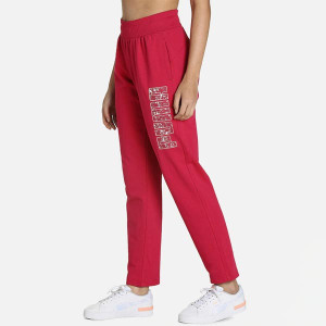 Women Pink Solid Cotton Track Pant