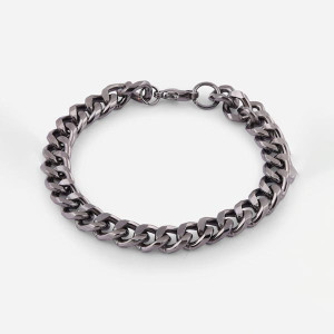 Men Black & Silver-Toned Wraparound Bracelet