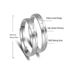 Silver-Plated Copper Silver-Toned Adjustable Couple Finger Rings